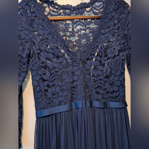 NWT David's Bridal Lace Mesh Navy Bridesmaid Dress 3/4 Sleeve Size 2 $38 - Picture 11 of 12